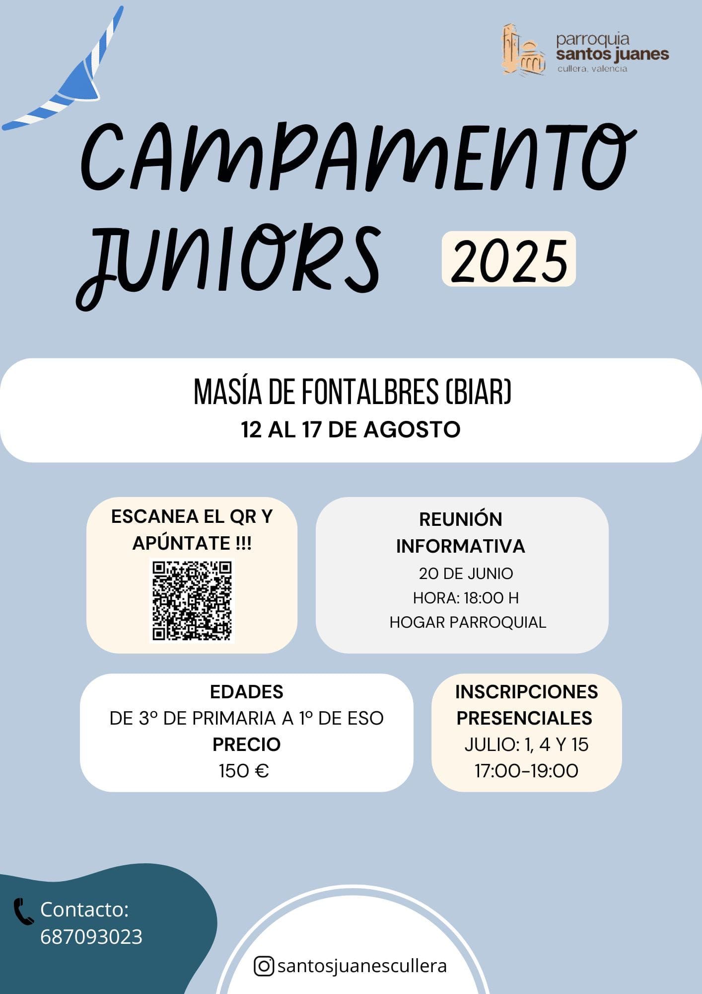 Cartel del campamento Juniors 2025